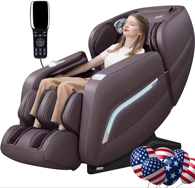 iRest Massage Chair, Full Body Zero Gravity Recliner with AI Voice Control-Brown - Relaxing Recliners