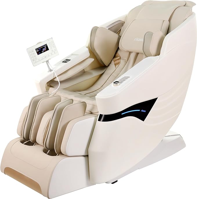 OWAYS Massage Chair,4D Massage Chairs Full Body Zero Gravity Shiatsu Massage Chairs - White&brown - Relaxing Recliners