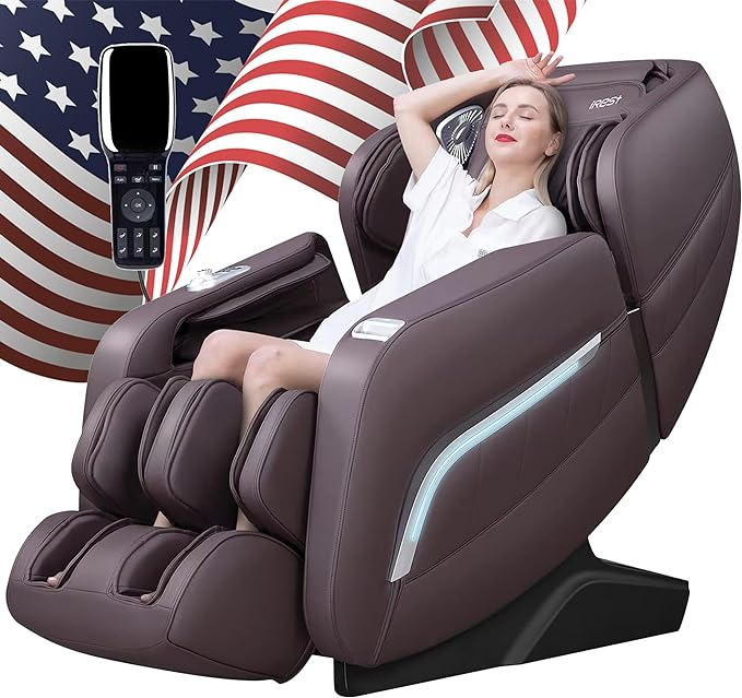 iRest A306 Massage Chair, Full Body Zero Gravity Recliner with Yoga Stretching - Brown - Relaxing Recliners