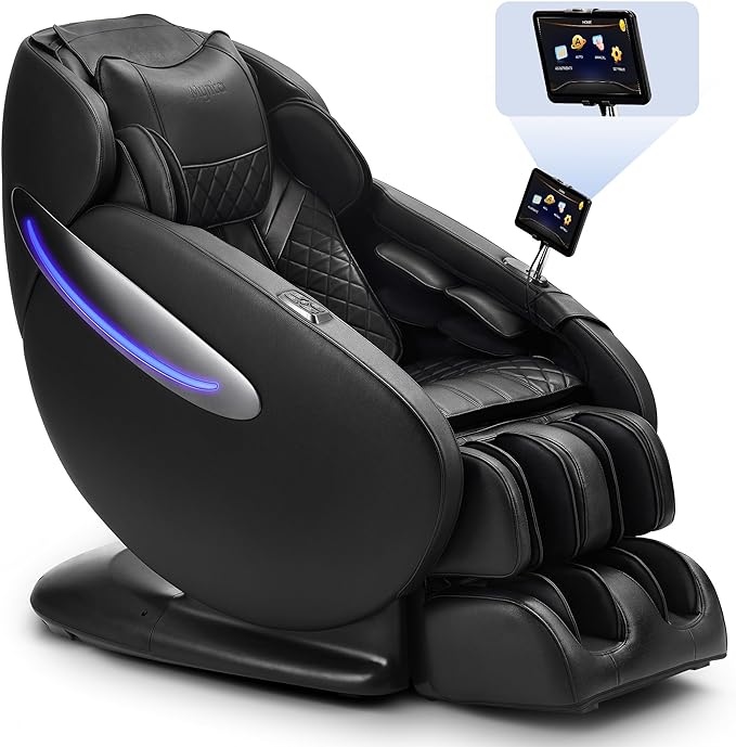 MYNTA 2024 Massage Chair Full Body - 3D SL Track Zero Gravity Massage Chair - Black - Relaxing Recliners