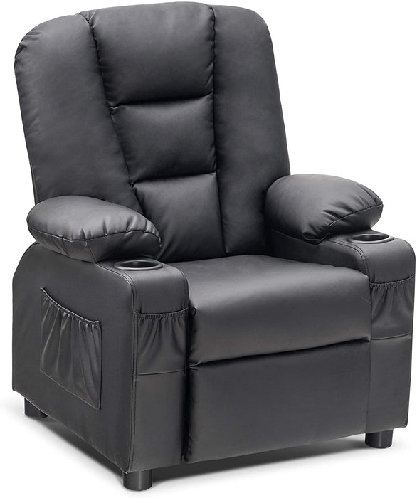 Big Kids Recliner Chair with Cup Holders Faux Leather - Relaxing Recliners