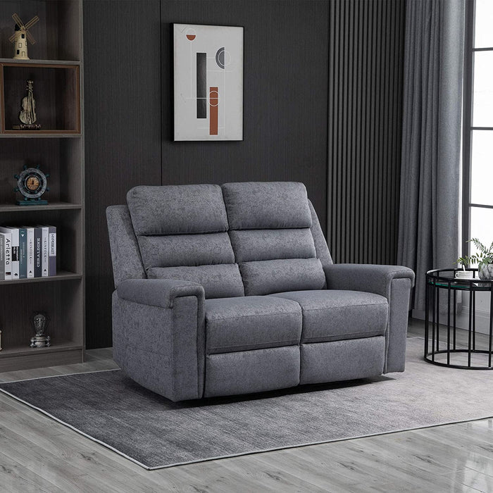 Grey Fabric Modern Two Seater Manual Reclining Loveseat - Relaxing Recliners