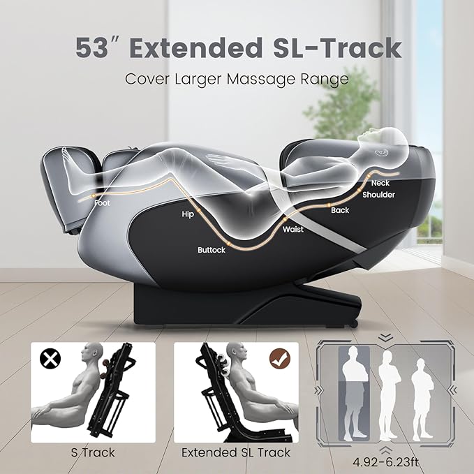 Relaxe Zero Gravity Shiatsu Massage Chair with Heating (SL-Track) (Black) - Relaxing Recliners