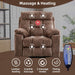 Large Recliner with Heat & Massage | Wide Recliner with Cup Holder | Large Lift Recliner | Stunning Brown Suede | USB Ports with Side Pockets - Relaxing Recliners