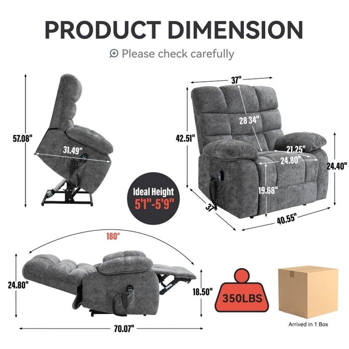 Flexispot XL6 Cloud - Oversized Power Lift Recliner w/ Massage & Heat XL6-Cloud - Relaxing Recliners