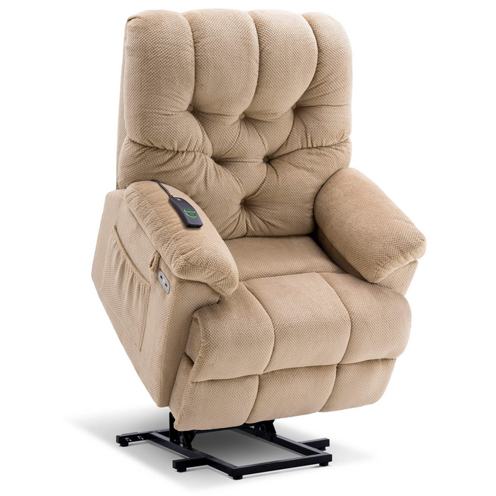 Fabric Power Lift Recliner Chair With Extended Footrest, 3 USB Ports - Relaxing Recliners