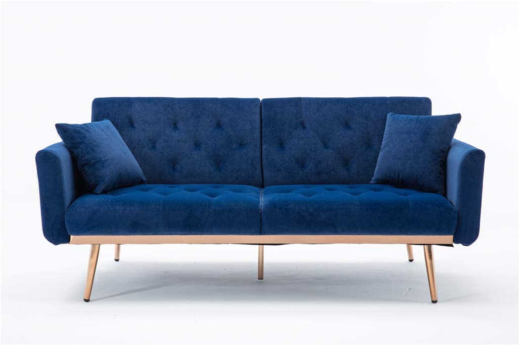 68" Velvet Loveseat With Gold Feet - Relaxing Recliners