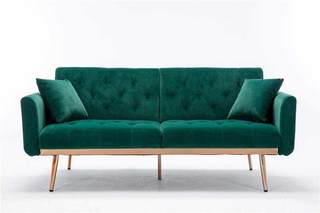 68" Velvet Loveseat With Gold Feet - Relaxing Recliners