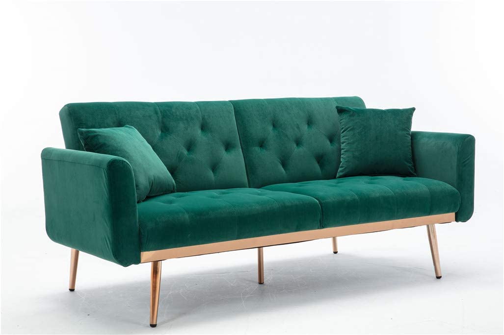 68" Velvet Loveseat With Gold Feet - Relaxing Recliners