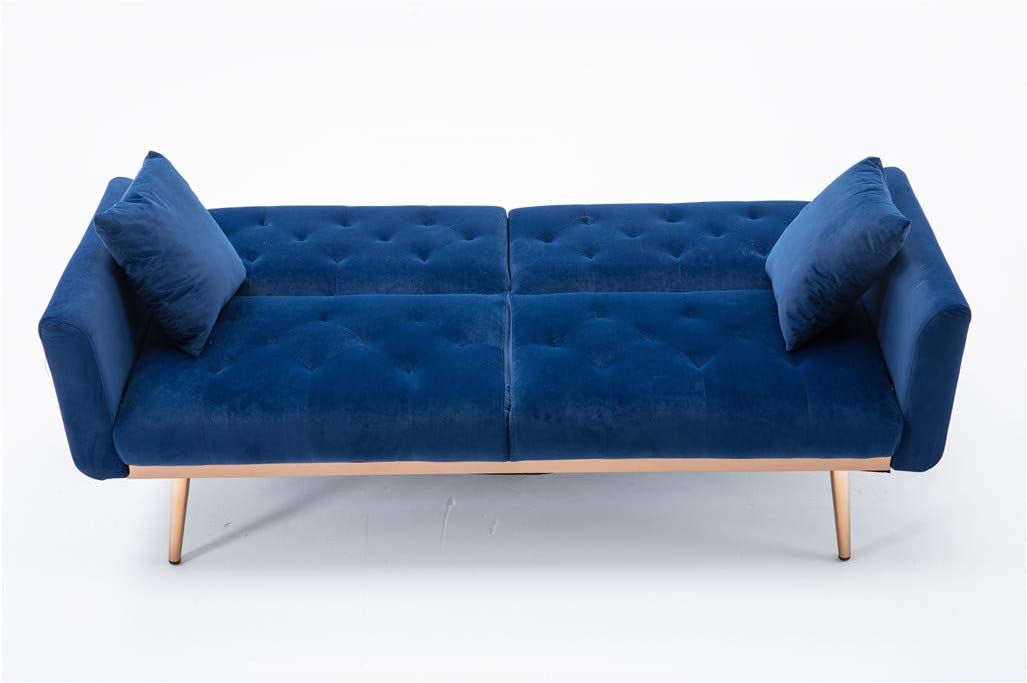 68" Velvet Loveseat With Gold Feet - Relaxing Recliners
