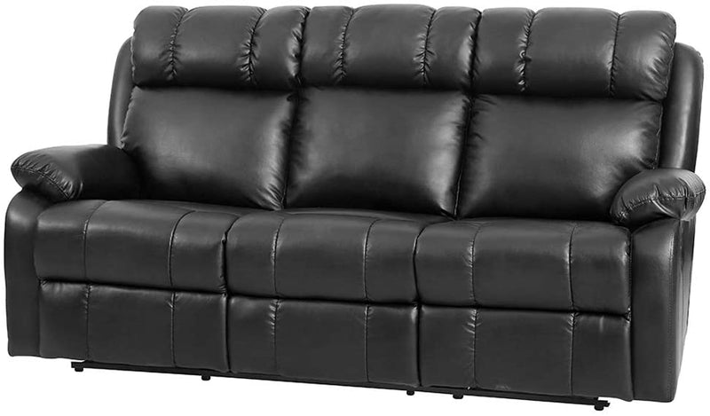 Three Seat Recliner Couch, Black - Relaxing Recliners