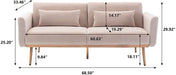68" Velvet Loveseat With Gold Feet - Relaxing Recliners