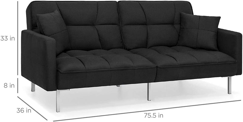 Convertible Linen Fabric Tufted Futon - Relaxing Recliners