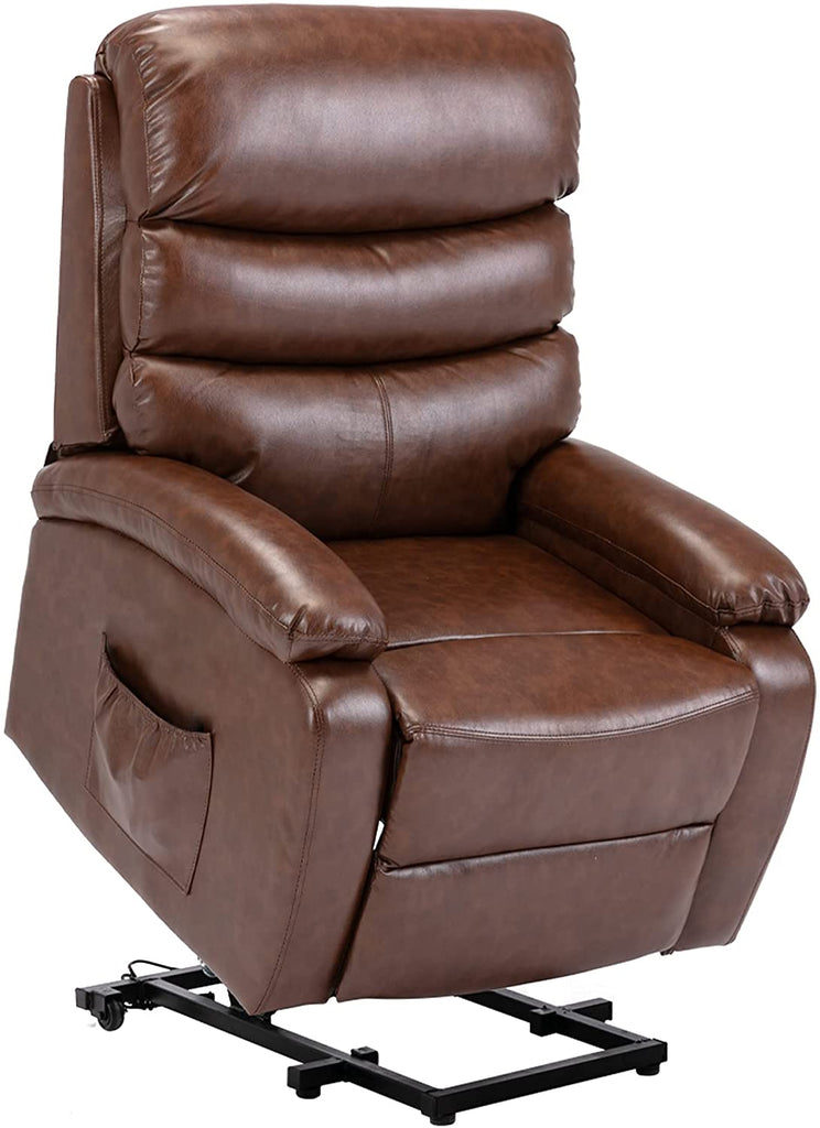 Brown Leather Electric Power Lift Recliner Relaxing Recliners