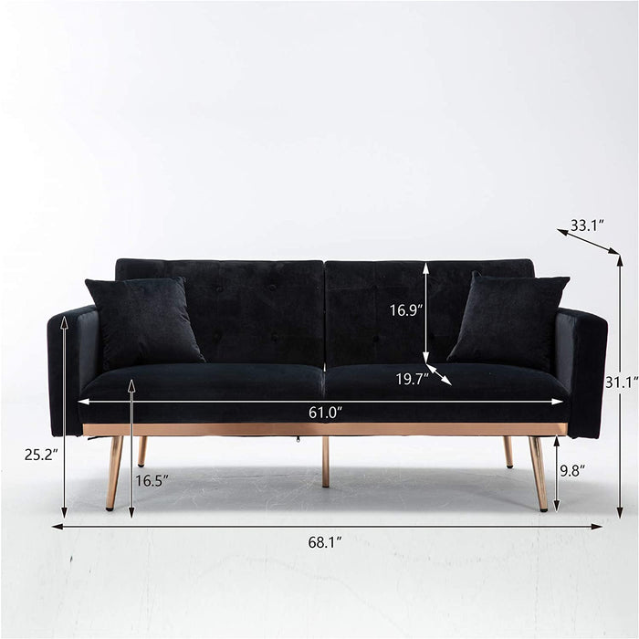 68" Velvet Loveseat With Gold Feet - Relaxing Recliners