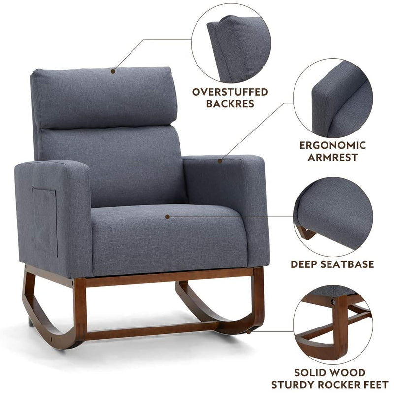 Comfortable Fabric Rocker Chair - Relaxing Recliners