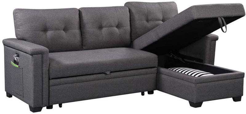Dark Gray Reversible Sectional Sofa with Storage - Relaxing Recliners