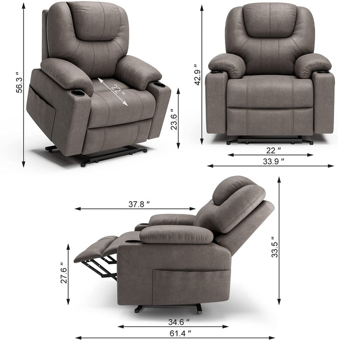 Power Lift Fabric Recliner Chair - Up To 400 Pounds - Relaxing Recliners