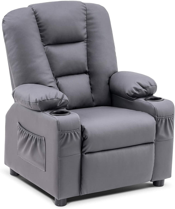 Big Kids Recliner Chair with Cup Holders Faux Leather - Relaxing Recliners
