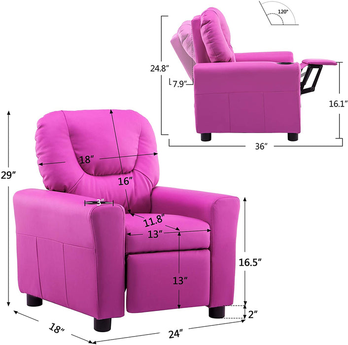 Kids Recliner Chair Faux Leather - Relaxing Recliners
