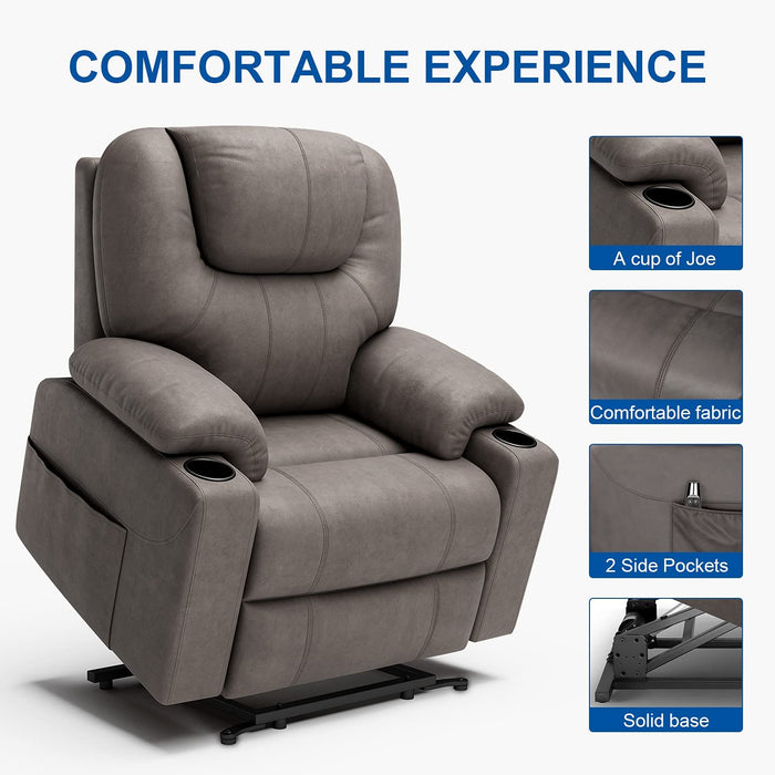 Power Lift Fabric Recliner Chair - Up To 400 Pounds - Relaxing Recliners