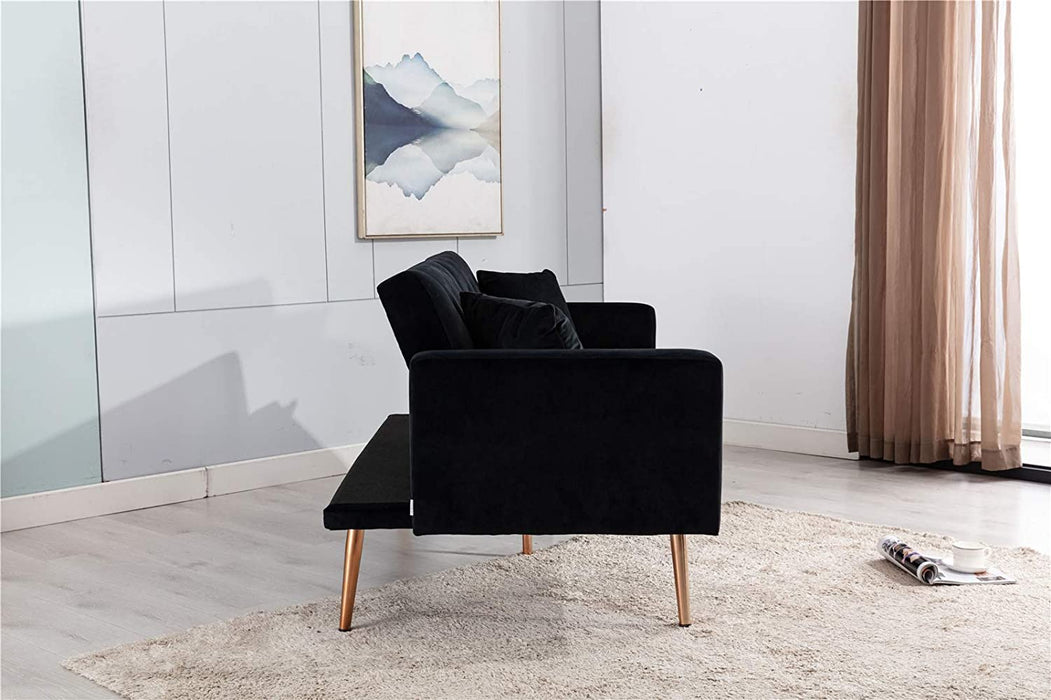 68" Velvet Loveseat With Gold Feet - Relaxing Recliners