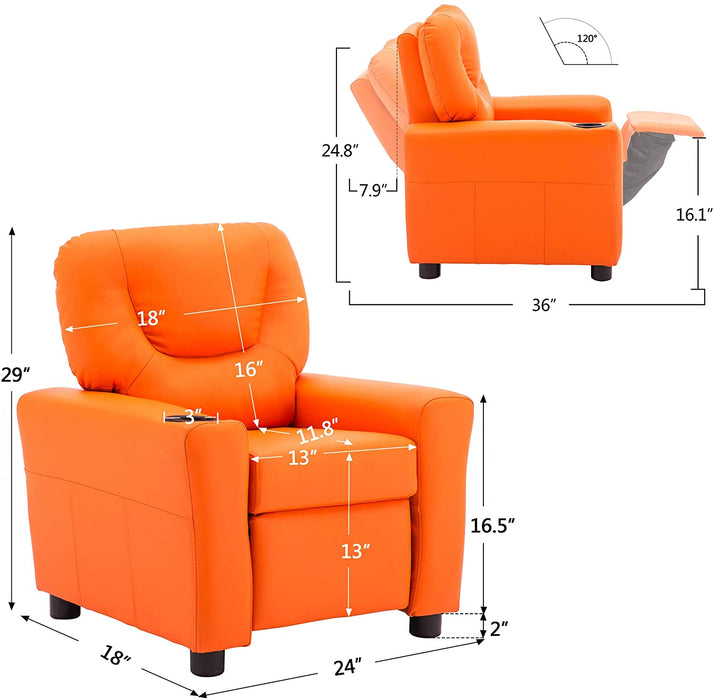 Kids Recliner Chair Faux Leather - Relaxing Recliners