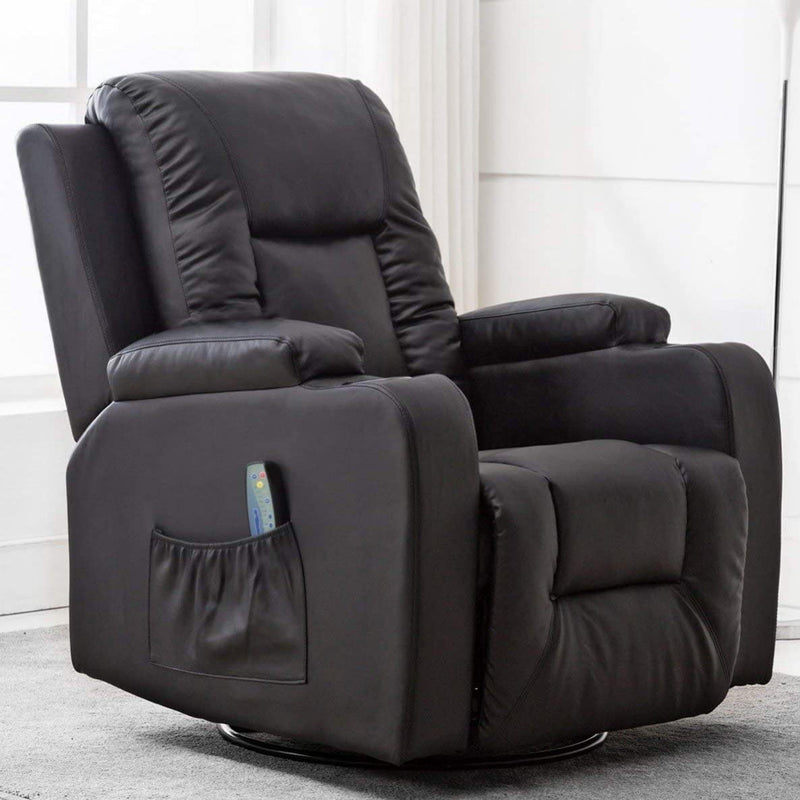 Pu Leather Recliner Massage Chair with Heat and Swivel - Relaxing Recliners