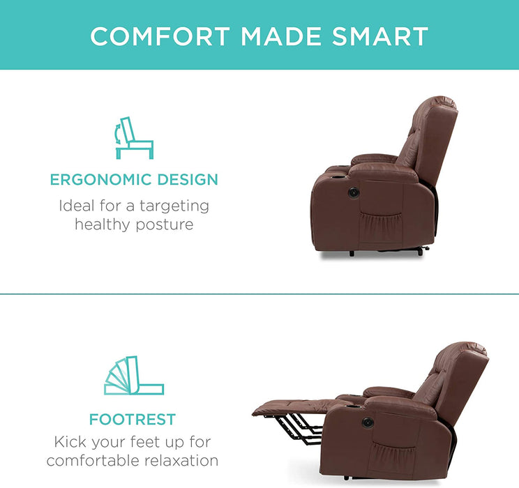 Electric Power Lift Recliner Massage Chair With 3 Positions, USB Ports, Heat, Cupholders - Relaxing Recliners