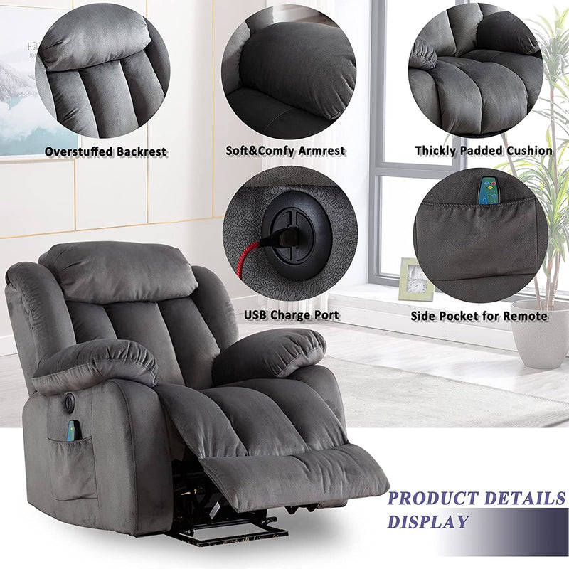 Power Massage Lift Recliner with Heat, Antiskid Technology - Relaxing Recliners