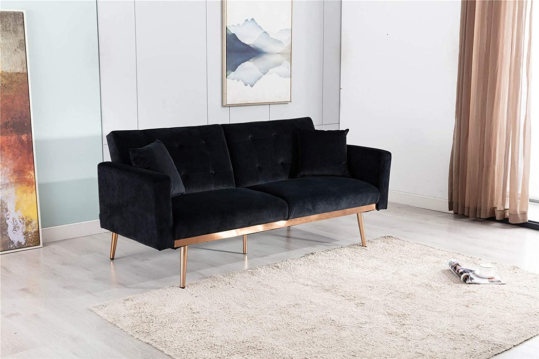 68" Velvet Loveseat With Gold Feet - Relaxing Recliners