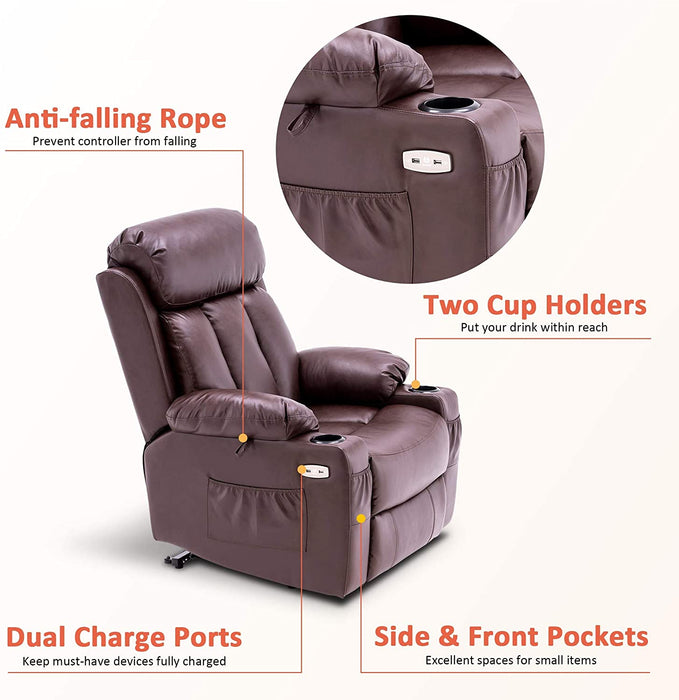 Large Electric Power Lift Recliner Chair with Extended Footrest for Tall Elderly People - Relaxing Recliners