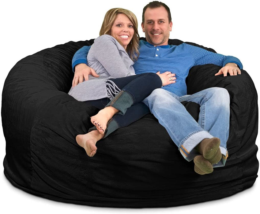 Giant Bean Bag Chair Black (suede) - Relaxing Recliners