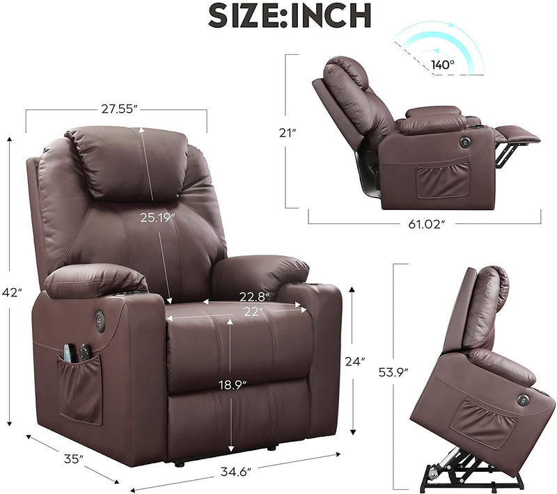 450 Pound Lift Recliner with Heat and Massage - Relaxing Recliners