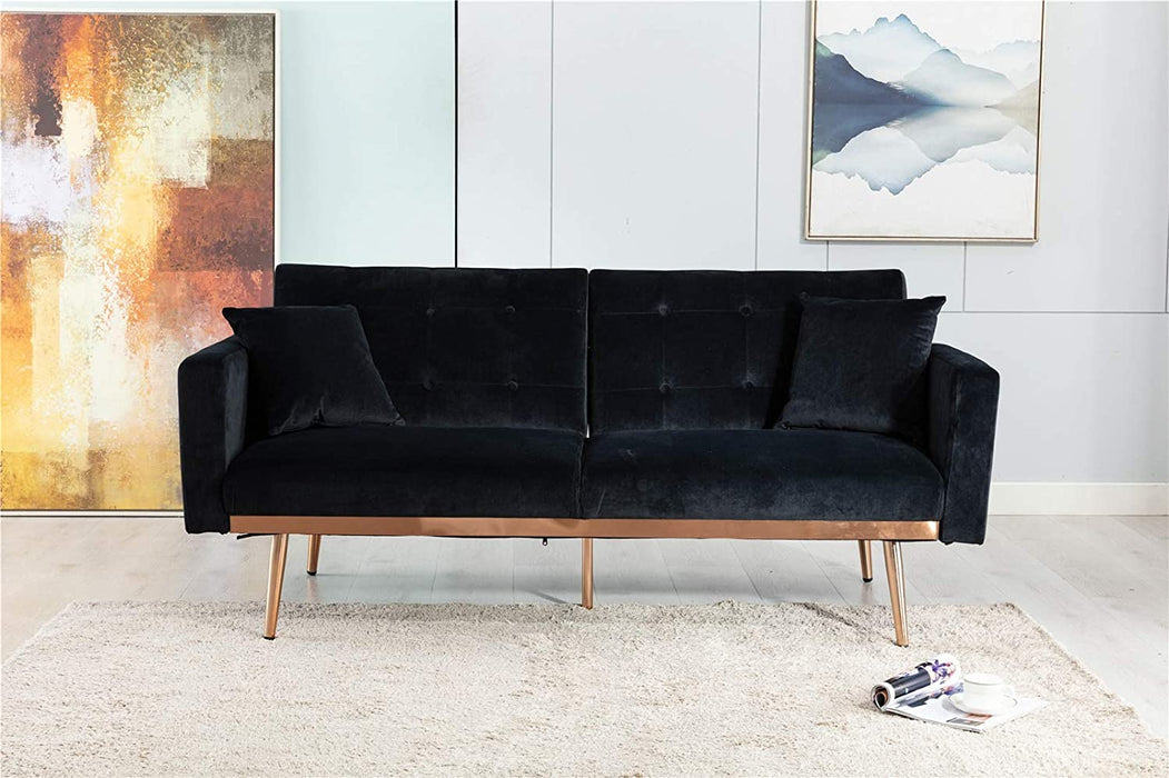 68" Velvet Loveseat With Gold Feet - Relaxing Recliners