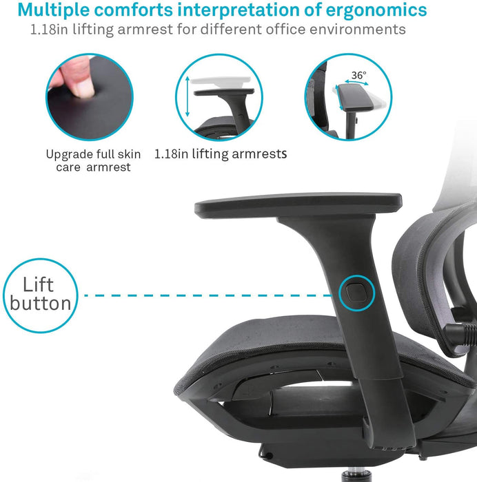Ergonomic Mesh Office Chair and Adjustable Armrest - Relaxing Recliners