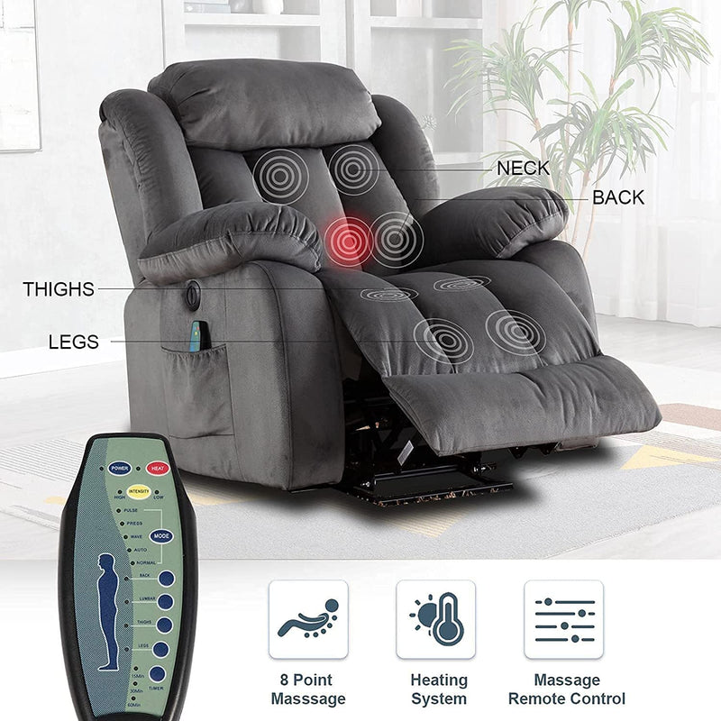 Power Massage Lift Recliner with Heat, Antiskid Technology - Relaxing Recliners