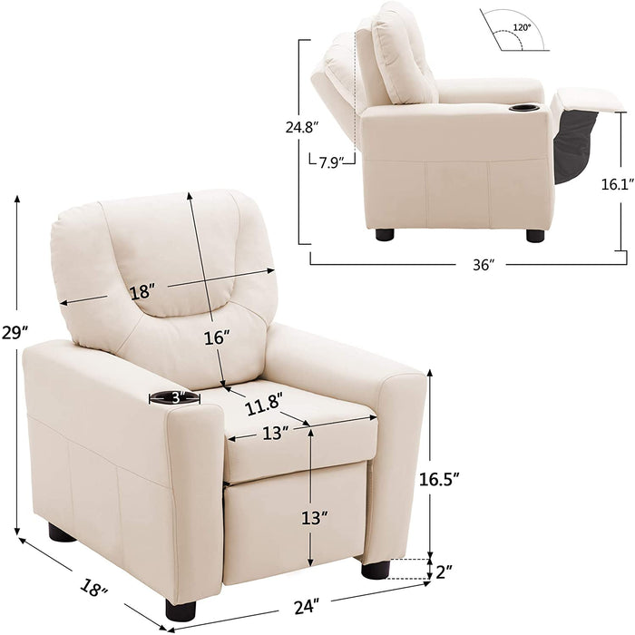 Kids Recliner Chair Faux Leather - Relaxing Recliners