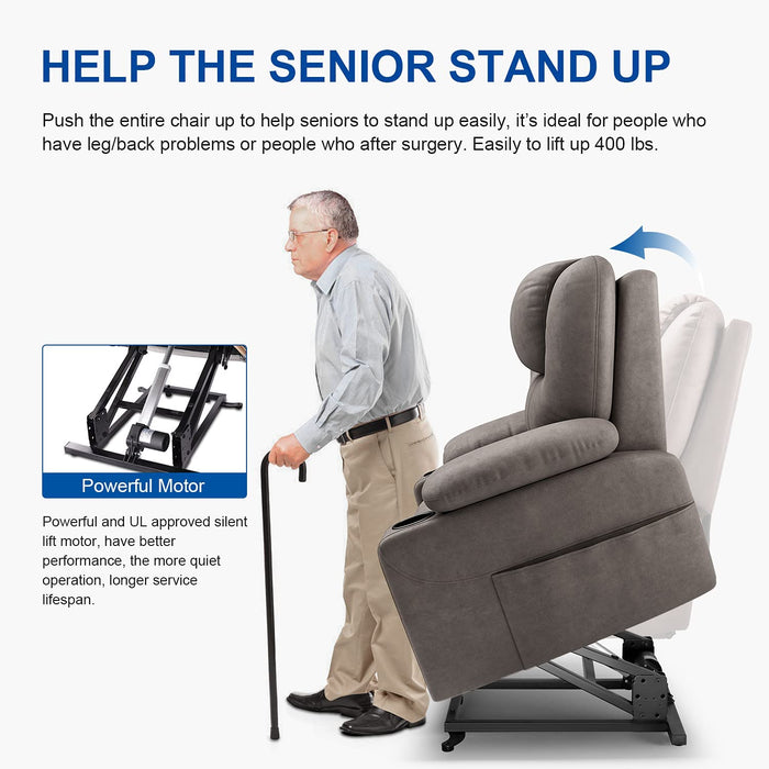 Power Lift Fabric Recliner Chair - Up To 400 Pounds - Relaxing Recliners