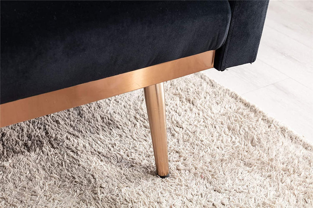 68" Velvet Loveseat With Gold Feet - Relaxing Recliners