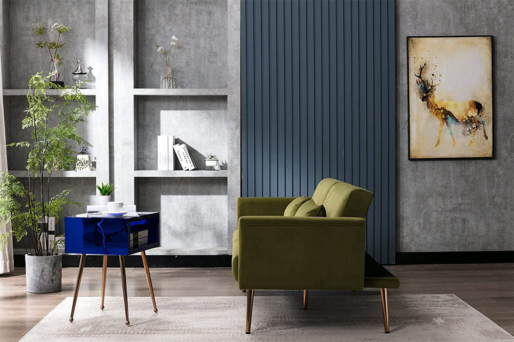 68" Velvet Loveseat With Gold Feet - Relaxing Recliners