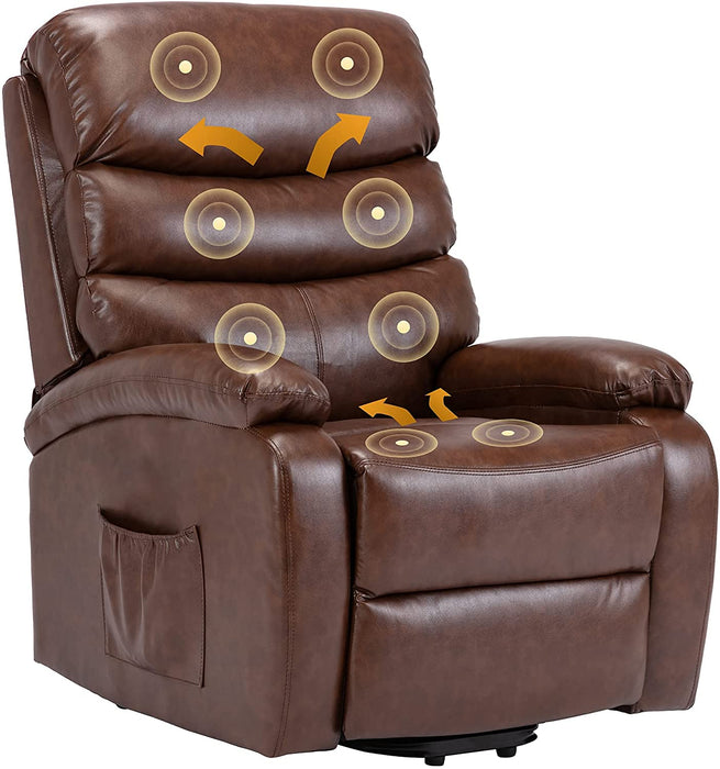 Brown Leather Electric Power Lift Recliner - Relaxing Recliners