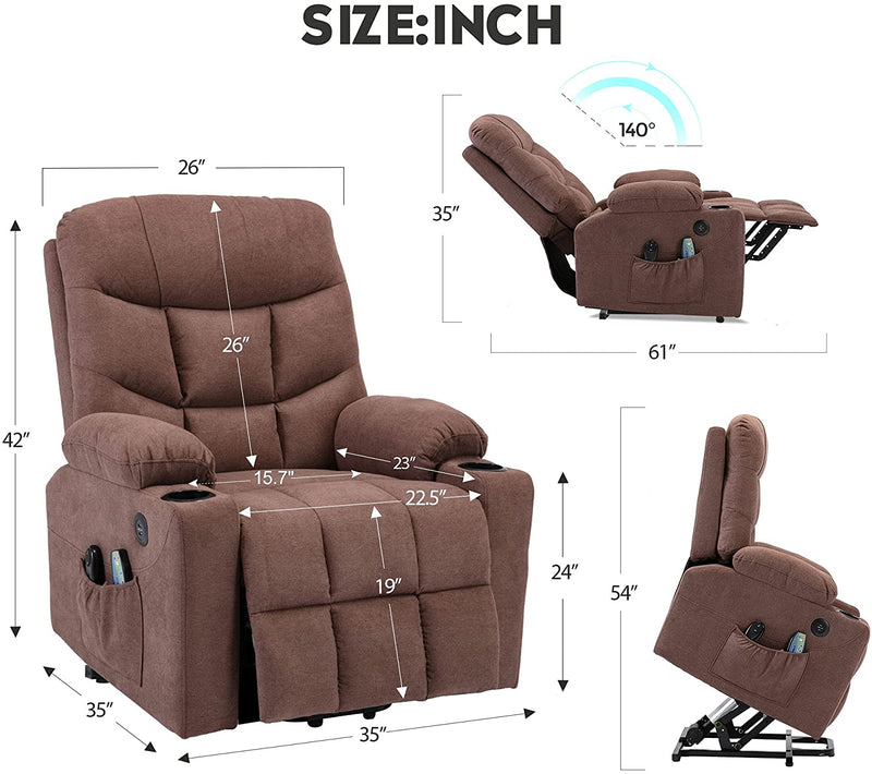 450 Pound Weight Capacity Fabric Power Lift Recliner - Relaxing Recliners