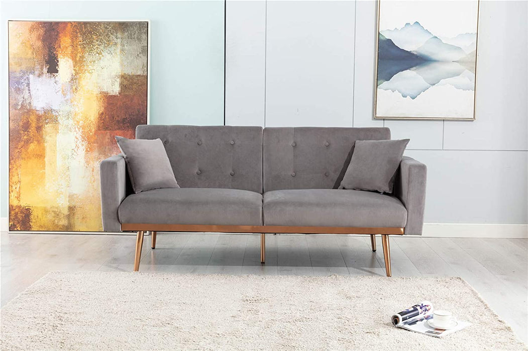 68" Velvet Loveseat With Gold Feet - Relaxing Recliners