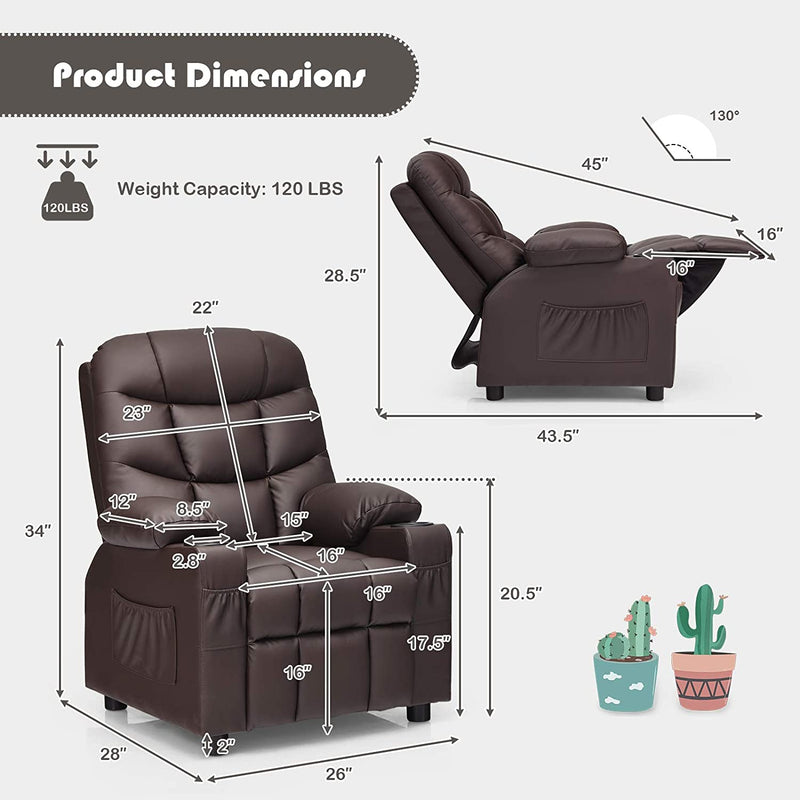 Kids Recliner Chair with Cup Holders - Relaxing Recliners
