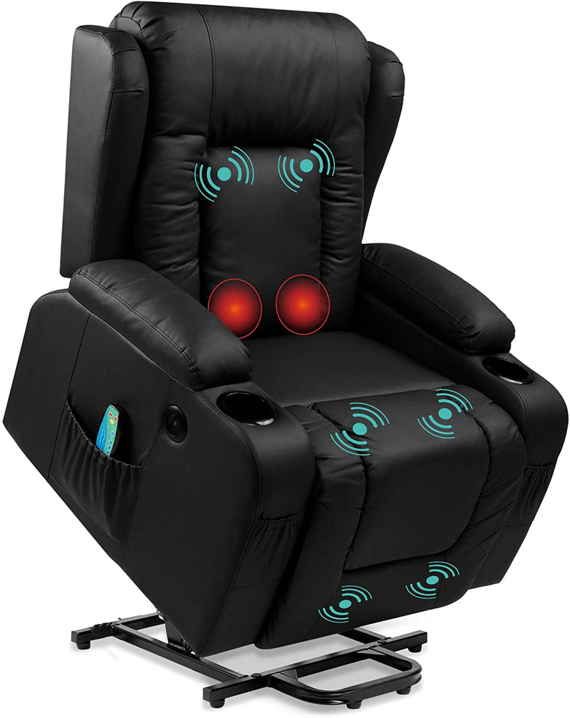 Electric Power Lift Recliner Massage Chair With 3 Positions, USB Ports, Heat, Cupholders - Relaxing Recliners