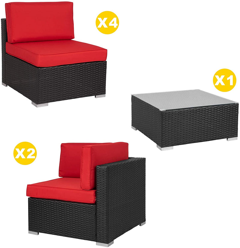 7 Piece Patio Outdoor Furniture Sectional - Relaxing Recliners