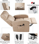 Okin Motor Electric Lift Recliner with Massage, Soft Suede - Relaxing Recliners