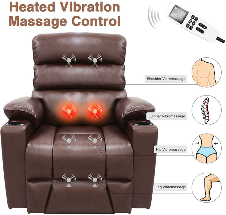 Electric Leather Lift Chair With Heat and Massage - Relaxing Recliners