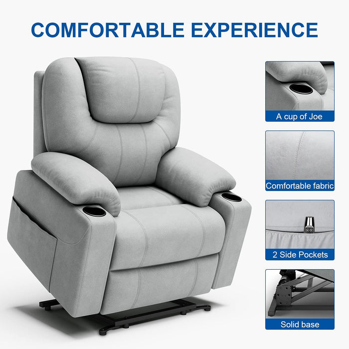 Power Lift Fabric Recliner Chair - Up To 400 Pounds - Relaxing Recliners